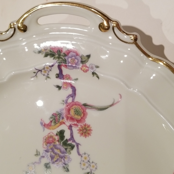 VINTAGE Bernardaud Limoges Porcelain Cake Plate WITH TWO gilt HANDLES - Picture 13 of 16